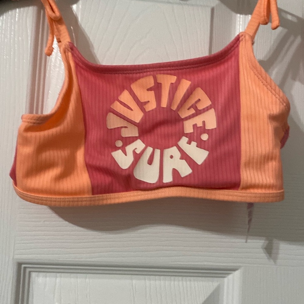 Justice Vibrant Orange and Pink Swim Set - Picture 3 of 4